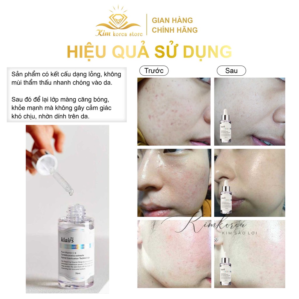 Serum vitamin C Klairs dưỡng trắng giảm thâm sạm mềm mịn cho da từ Klairs Freshly Juiced Vitamin Drop