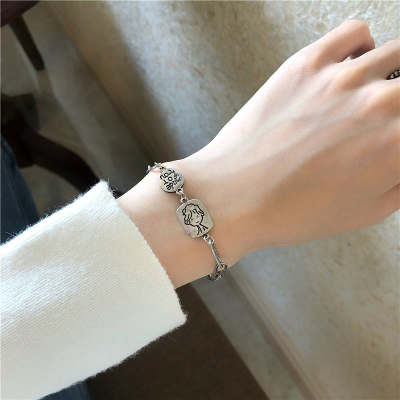 Vòng tay bằng kim loại trang sức thời trang Harajuku Retro cá tính