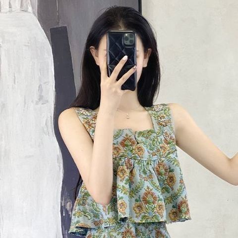 Set áo hai dây + chân váy sọc caro thời trang nữ