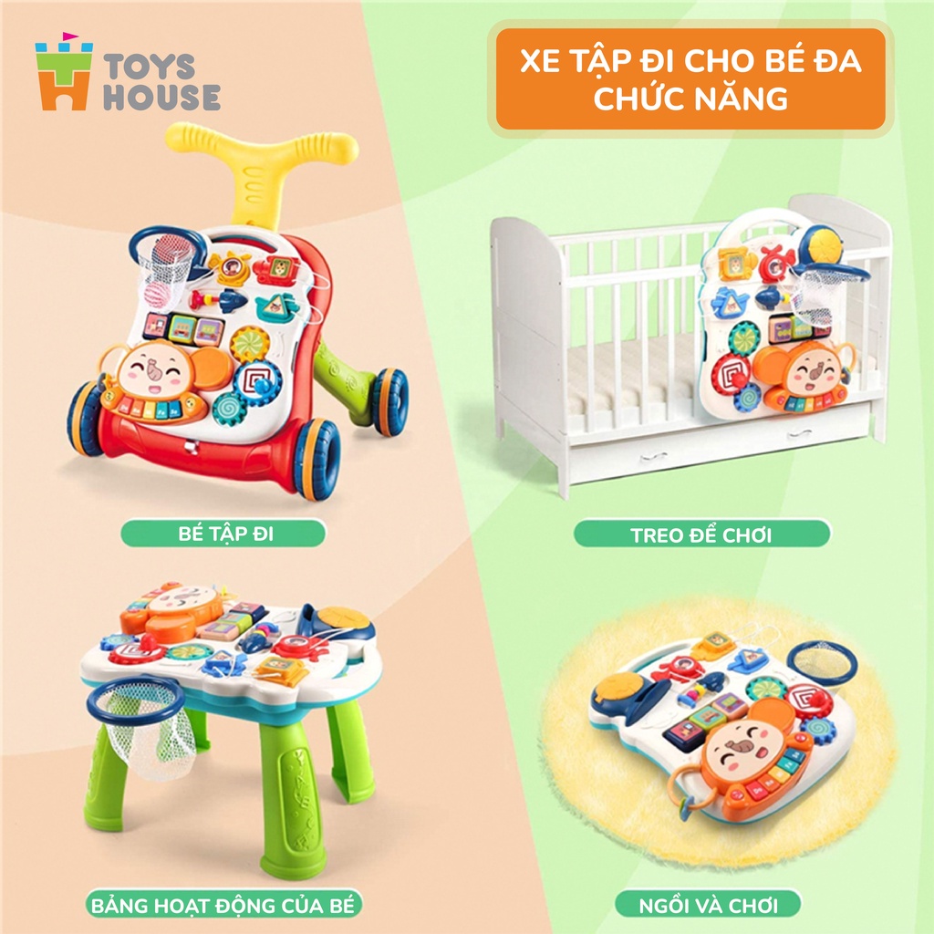 Bàn chơi đa năng có nhạc kiêm xe tập đi 2 trong 1 Toyshouse