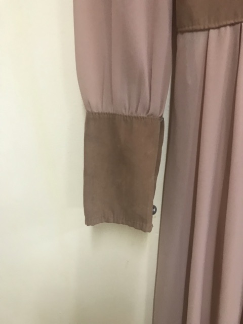 Đầm vintage phối da lộn