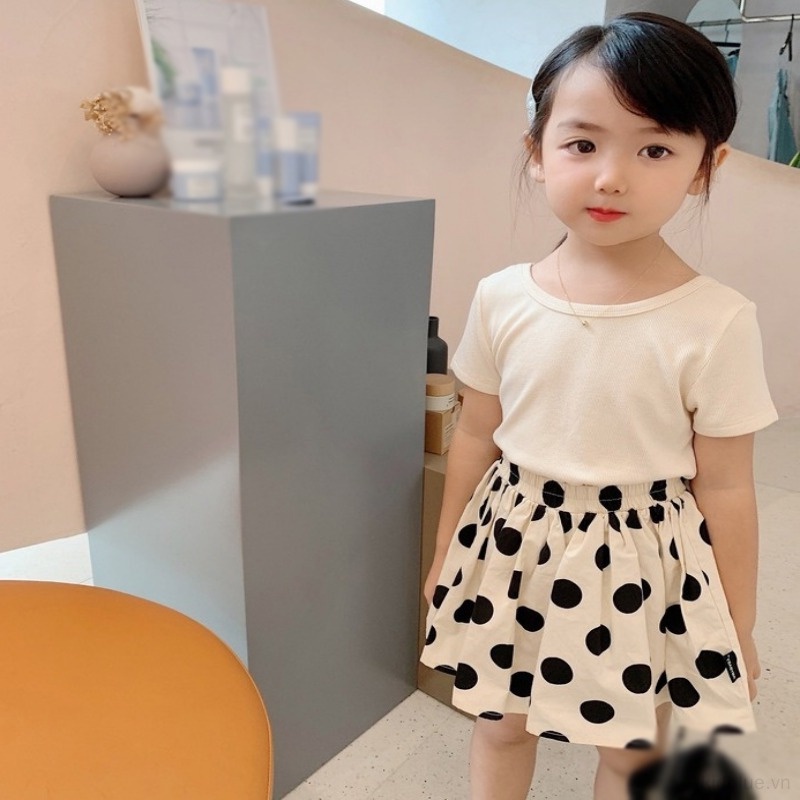 Chân Váy Xòe Xếp Ly Họa Tiết Chấm Bi Dành Cho Trẻ Em 3-8T