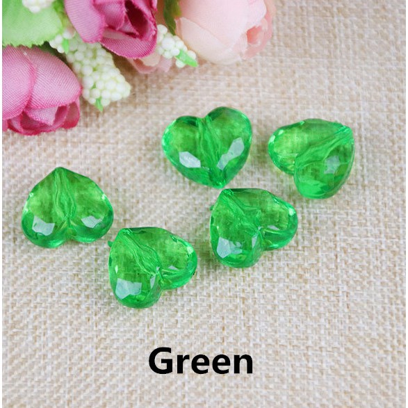 Bộ 10 Hạt Charm Trong Suốt Hình Trái Tim Dùng Làm Trang Sức DIY