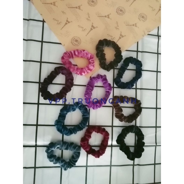 Dây cột tóc vải nhung Scrunchies bé, buộc tóc đuôi ngựa