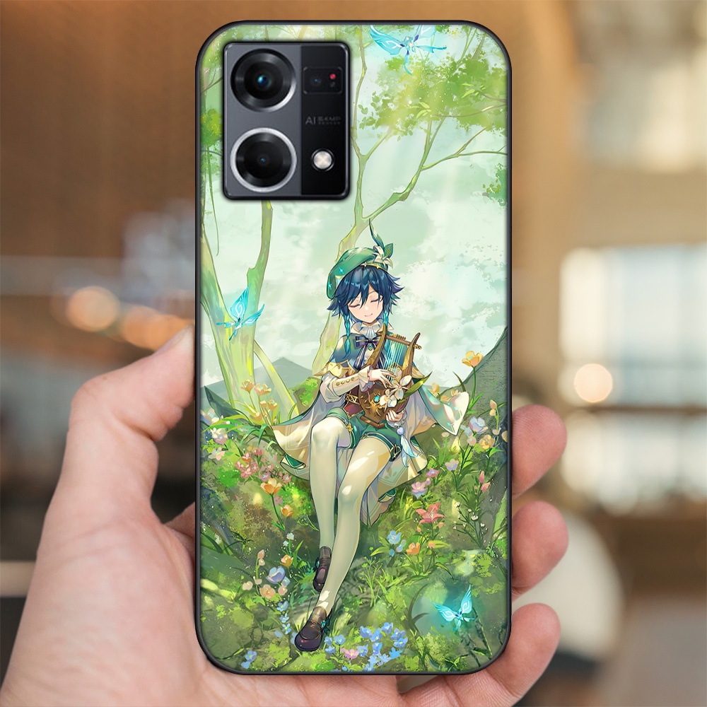 Ốp lưng Oppo Reno 8 4G viền đen in hình Venti Genshin Impact