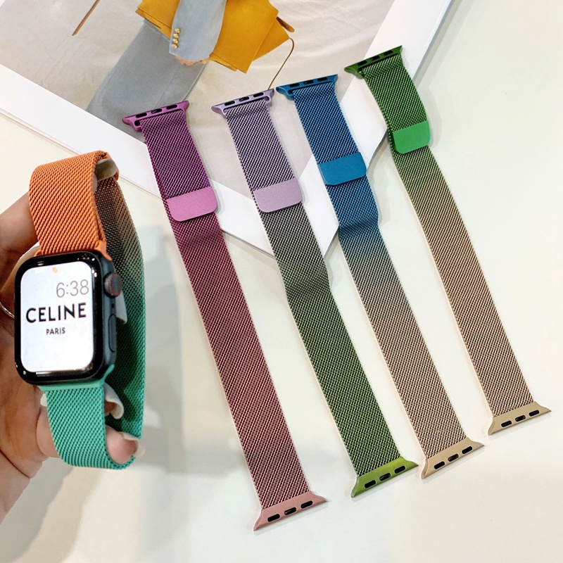 Dây Đeo Màu Gradient Cho Đồng Hồ Thông Minh 8 Ultra 7 6 SE 1 2 3 4 5 49mm 41mm 45 38mm 42 4440