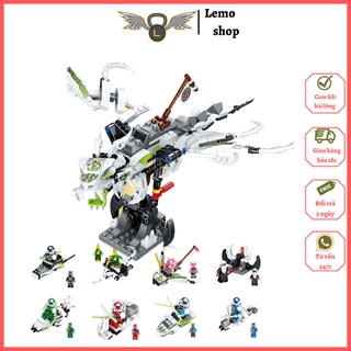 Đồ chơi xếp hình ninja rồng xương trắng 8in1 cùng 8 nhân vật mini Lemoshop , đồ chơi trẻ em bằng nhựa ABS 61061
