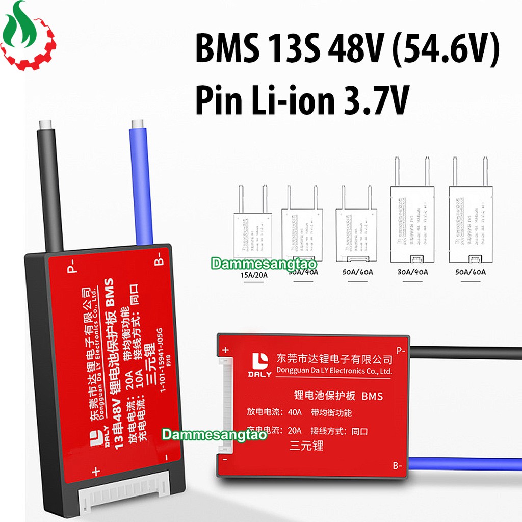 Mạch 13S 48V  Daly bảo vệ pin Li-ion 3.7V xe điện
