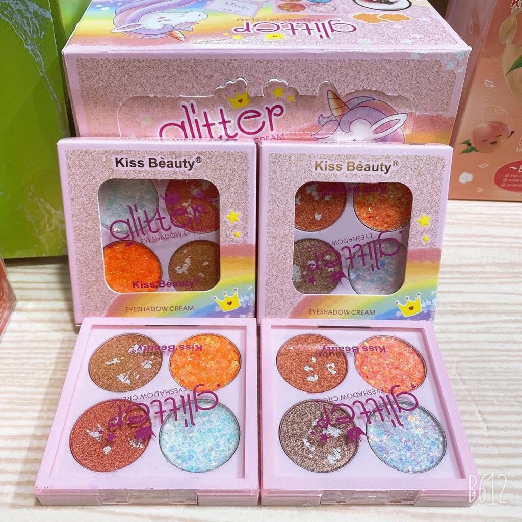 Phấn mắt 4 ô nhũ kissbeauty | BigBuy360 - bigbuy360.vn