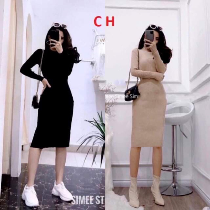 Váy BODY Nữ dáng dài Unisex ❄ FREESHIP❄ Đầm Bodip TÔN DÁNG DÀI TAY THỜI TRANG NữCổ lọ, sexy