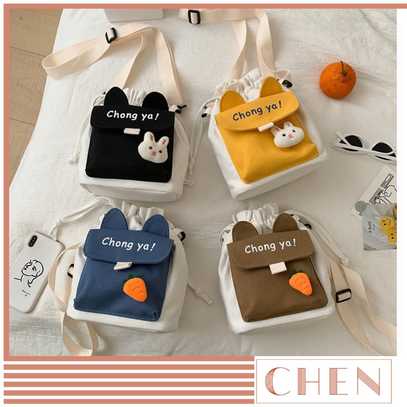 Túi ToTe đeo chéo xinh đẹp tai thỏ dễ thương dây rút TX02
