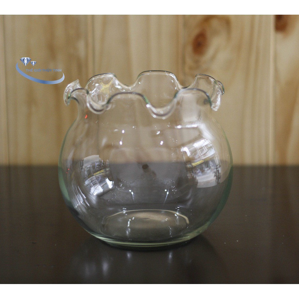 BỂ CÁ THỦY TINH HỒ CÁ CHẬU CÂU MIỆNG BÈO D13CM x 14CM B1