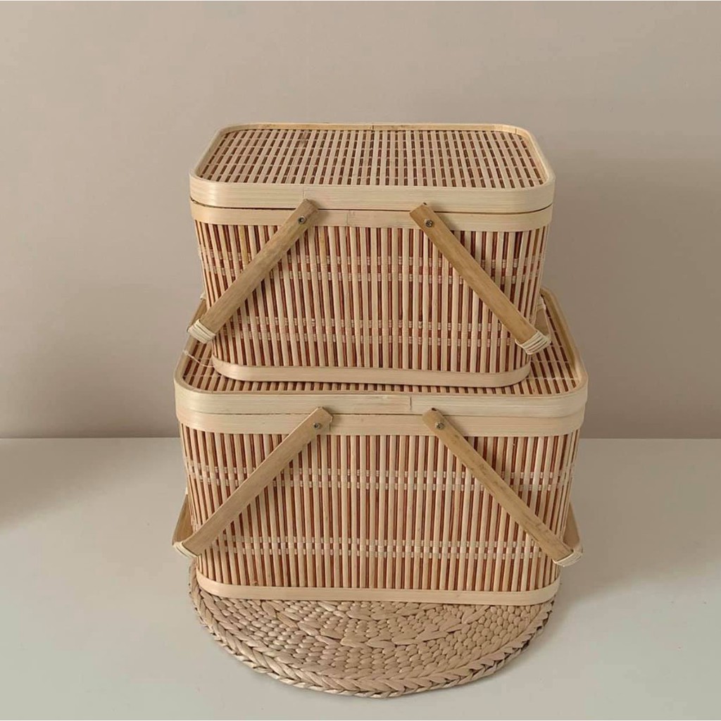 Bộ vali giỏ mây tre tiện dụng - Bamboo basket storage