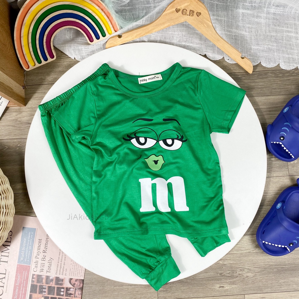 Bộ Cộc Tay Quần Dài THUN LẠNH MINKYMOM In Hình Mặt Biểu Cảm Cho Bé TN-IN86