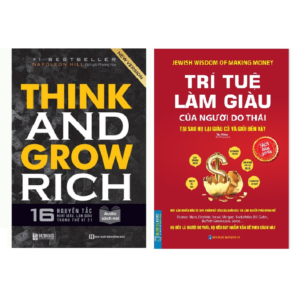 Sách - Combo Think and Grow Rich: 16 Nguyên tắc nghĩ giàu làm giàu trong thế kỉ 21 và Trí tuệ làm giàu của người Do thái