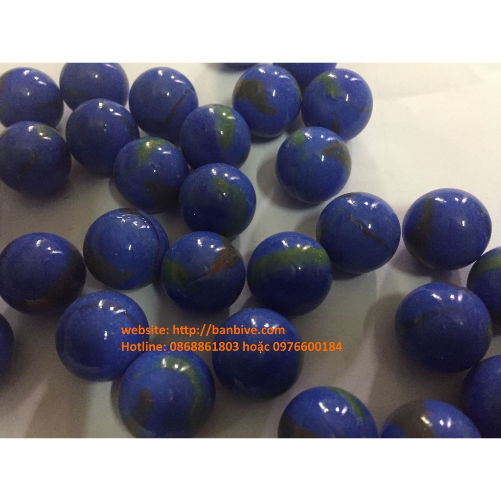 Bi ve - bộ viên bi sứ xanh nước biển có vân bộ 50 viên
