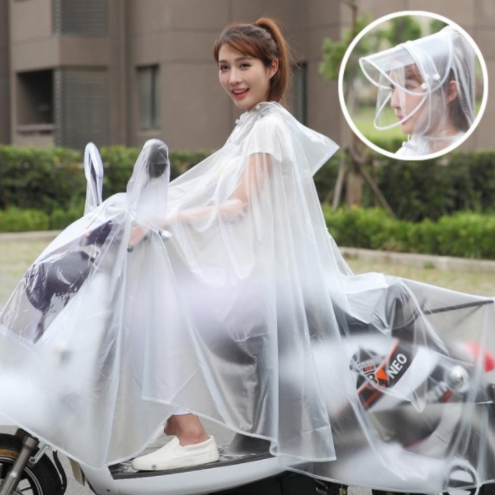 Áo mưa trong suốt có kính che mặt thiết kế thời trang cánh dơi 1 đầu + 2 đầu loại dày Hàn Quốc cao cấp