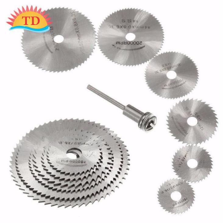 Bộ 6 đĩa cắt cao cấp và 1 trục gắn 3MM phụ kiện cho máy khoan mài khắc đánh bóng