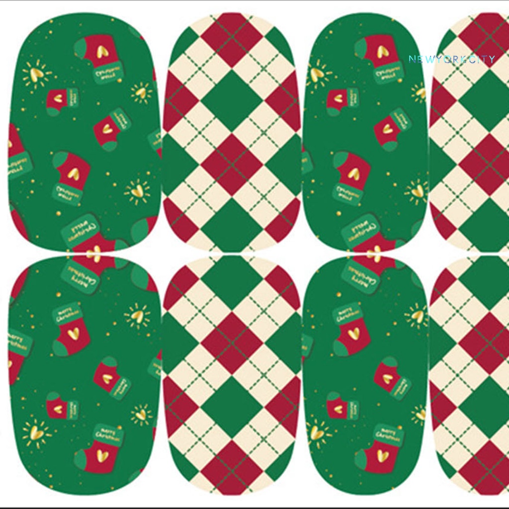 Ny-đồ Trang Trí Móng Tay Chuyển Họa Tiết Giáng Sinh Không Phai Siêu Mỏng Kẻ Sọc Mùa Đông Cho Nữ