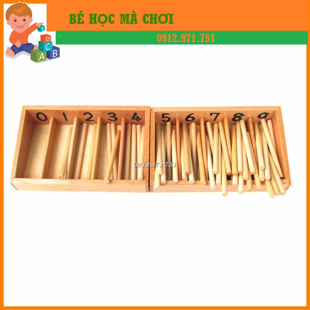 Giáo cụ Montessori - Spindle Box 45 que tính (loại to)