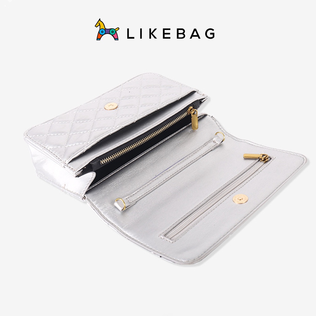 Túi xách nữ đeo chéo thời trang LIKEBAG vân thoi phối xích kim loại vàng sang chảnh XK316 - LIBAGI