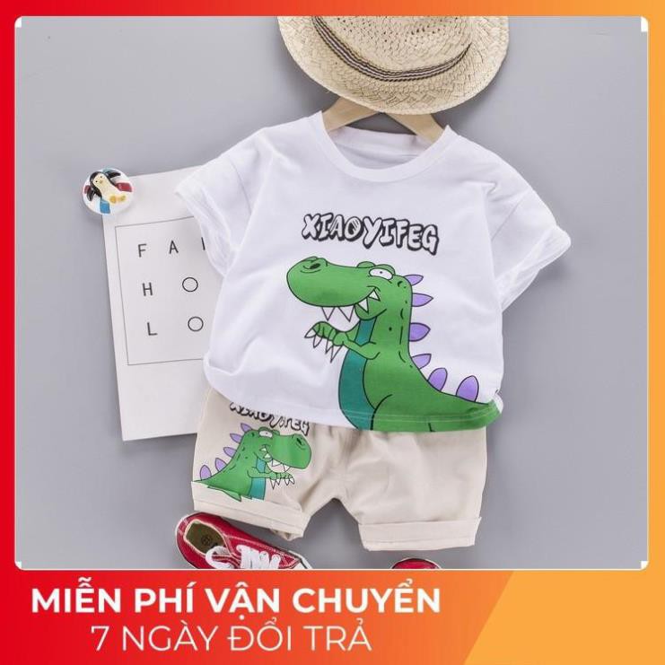 Bộ unisex bé trai và bé gái khủng long ngộ nghĩnh, mùa hè thoáng mát chất lượng tốt sale giá rẻ - HT010