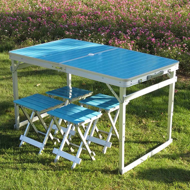 Bộ bàn ghế gấp gọn hợp kim nhôm cao cấp - Bộ 1 bàn 4 ghế - Dã ngoại picnic siêu tiện dụng