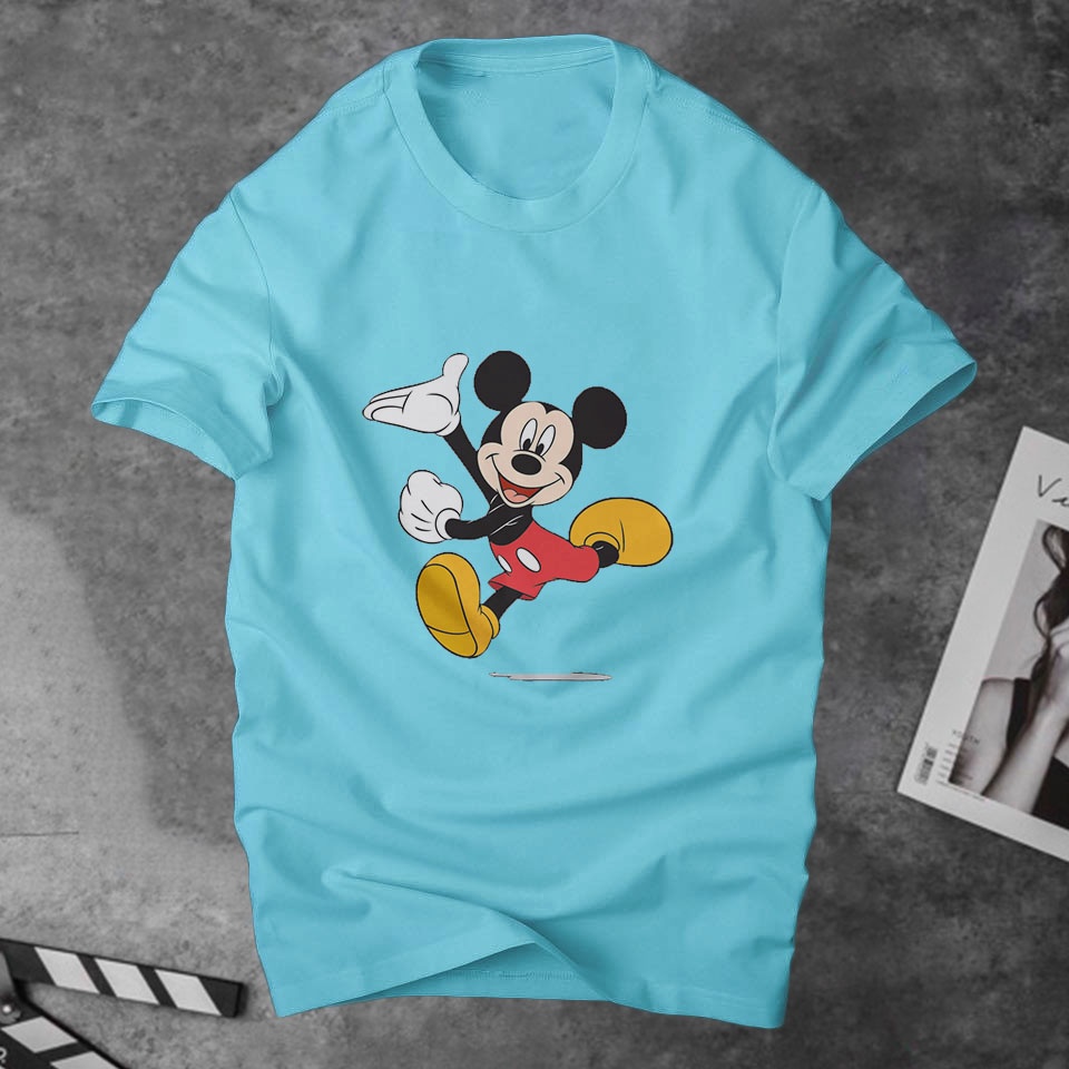 Áo Thun Nam Cổ Tròn Chuột Mickey Cao Cấp Tay Ngắn, chất cotton bề mặt vải mềm Mịn cực hot