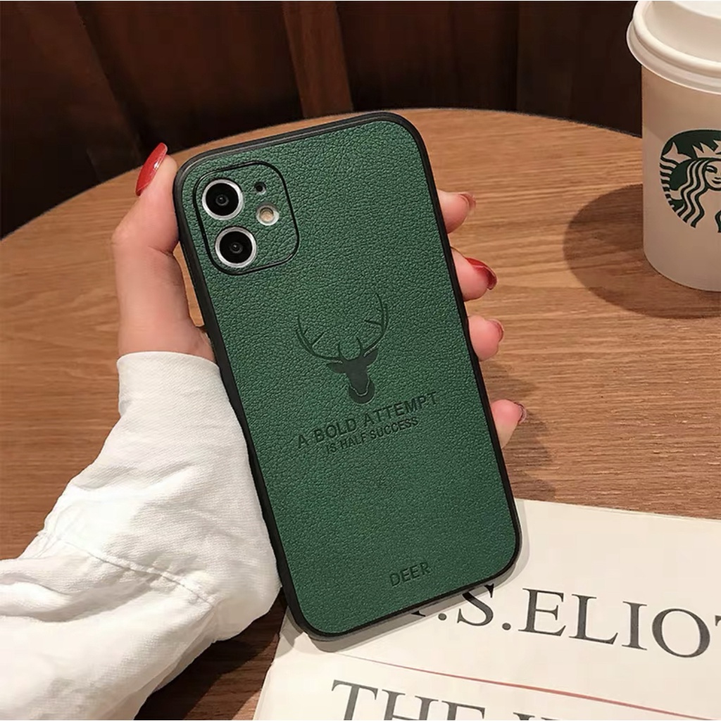 Ốp Điện Thoại Da In Hình Hươu Trắng / Xanh Dương Cho compatible for iPhone 14 13 12 11 pro max x xr xs max 7 8 plus