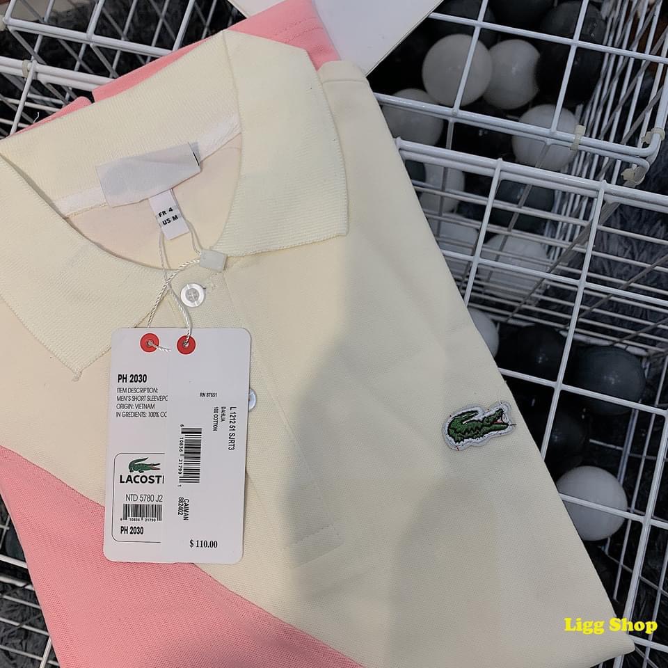 Áo polo cá sấu nữ phối hồng vải cotton co giãn