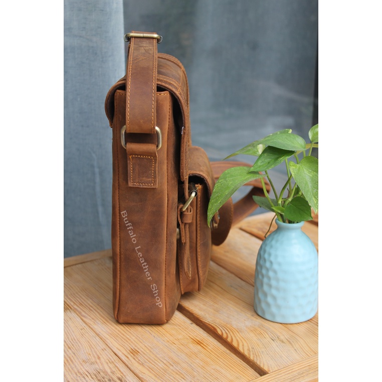 Túi Đeo Chéo Da bò Buffalo Leather BF101 - Da Sáp ngựa điên