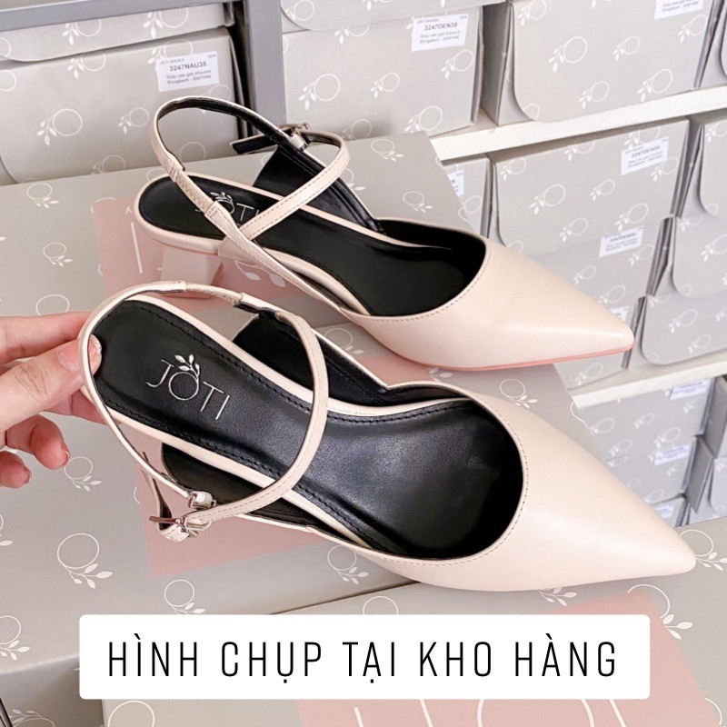Giày Cao Gót Nữ JOTI Lolita 3269VN5 - Mũi Nhọn Hở Gót Đế Trụ Vuông Cao 4cm Da Mờ - Mang Công Sở Dự Tiệc
