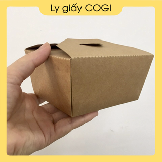 HỘP GIẤY KRAFT CHỮ NHẬT 800ml |50 cái| dùng 1 lần chính hãng COGI ĐỰNG BÁNH BAO, BURGER, THỰC PHẨM