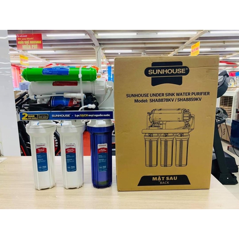 Máy lọc nước R.O không vỏ SUNHOUSE SHA8859KV - Kích thước 96.5x46x37.5 cm, Dung lượng 8 lít