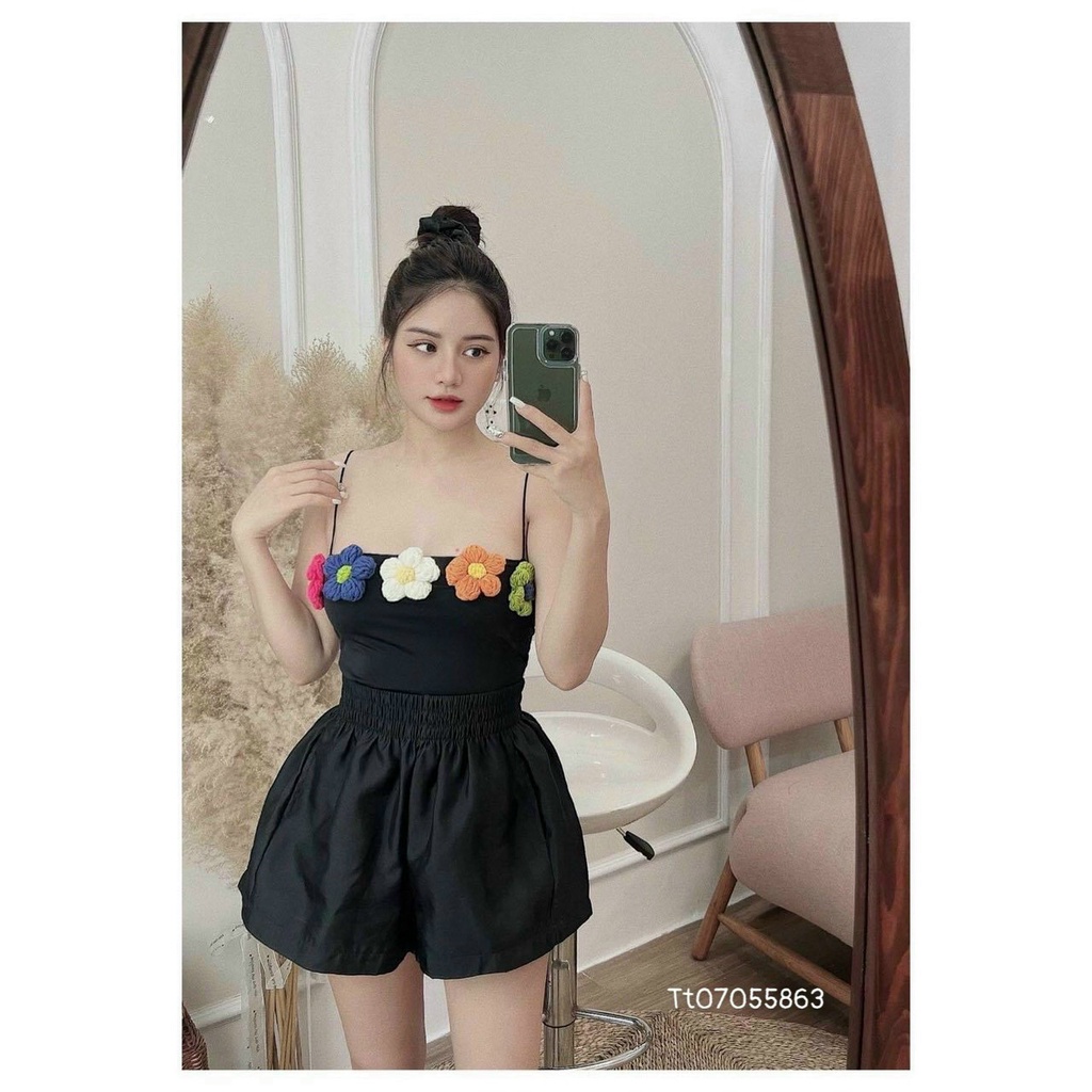 Áo croptop cổ lọ 3p thêu Babe xinh xắn N30093