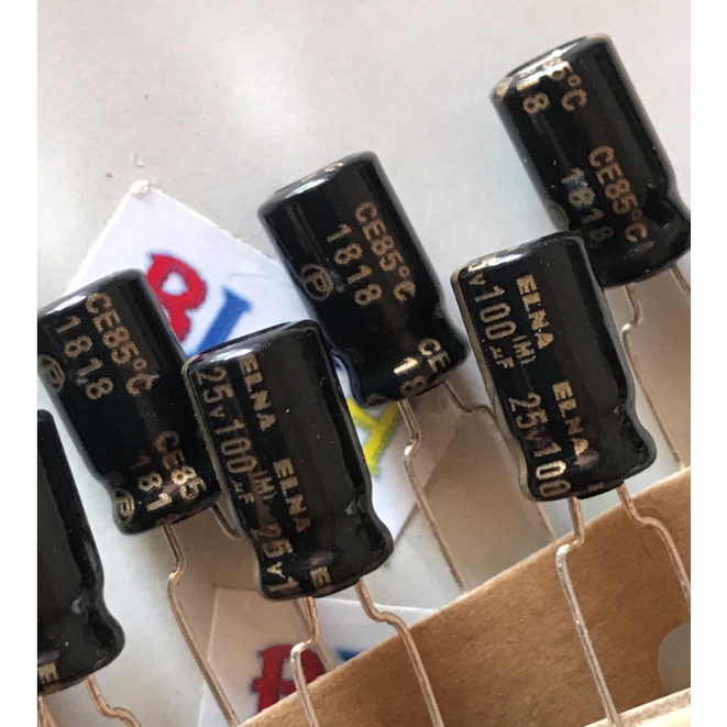 Combo 2 con tụ âm thanh 25V 100uF ELNA chính hãng 6x11mm