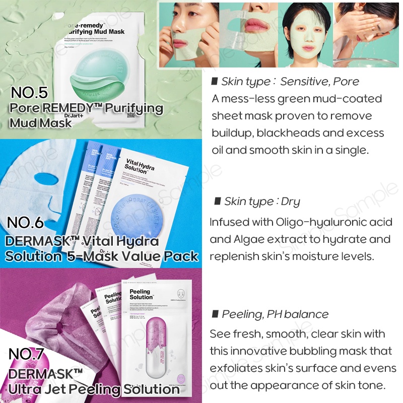 1 Mặt nạ giải pháp Dermask Dr.Jart+ cicapair làm sáng da cải thiện nếp nhăn