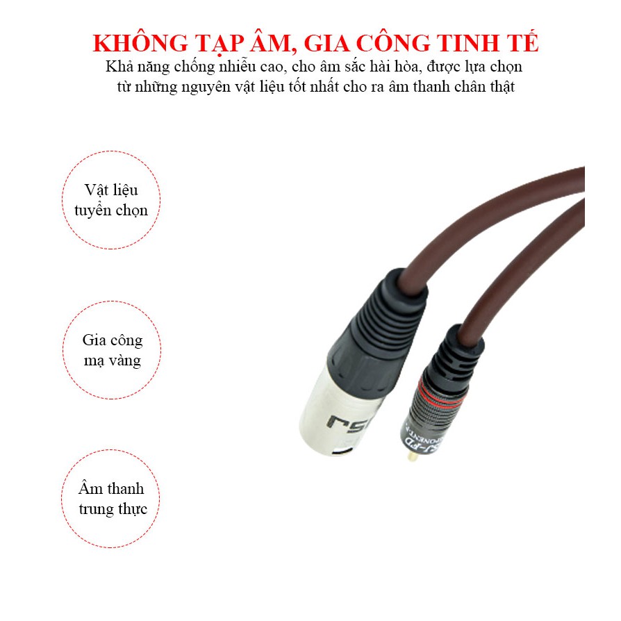 Dây canon xlr đực ra đầu bông sen cái JSJ 606A vỏ ngoài bao bọc chắc chắn 3 lớp bảo vệ chống nhiễu