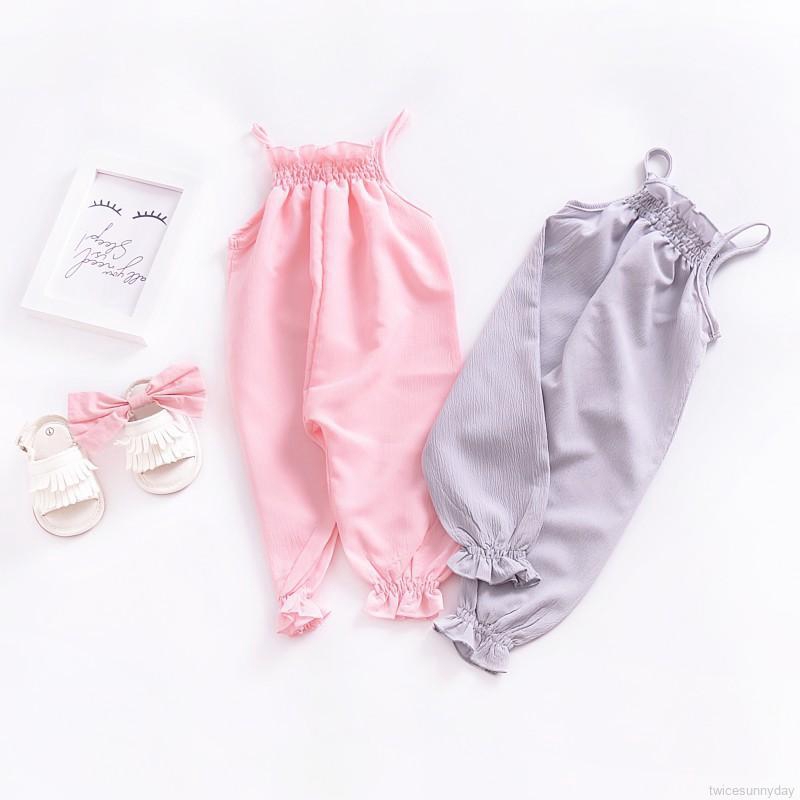 Korean Baby Girl Cute Strap Jumpsuit Harem Pants Summer Trousers Elastic Band Bodysuits Outfit Clothes