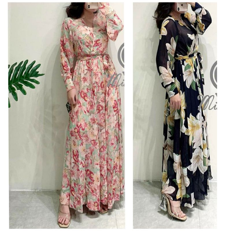 Đầm maxi hoa dài tay Kate Lily -hàng xuất Mỹ