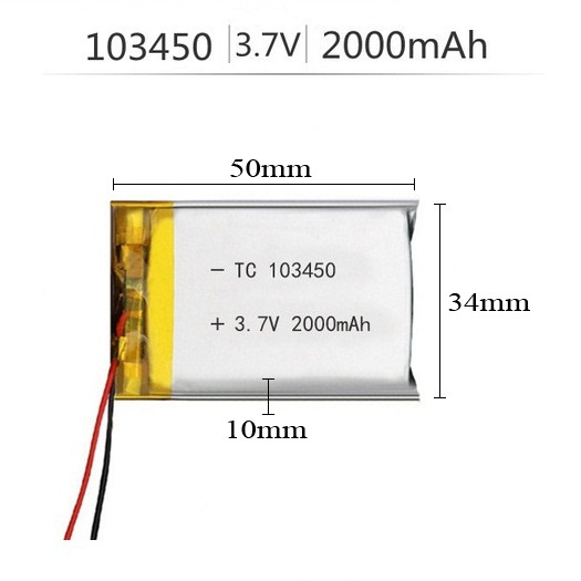 PIN LIPO 2000mAh 3.7V 103450 (CÓ MẠCH BẢO VỆ), DÙNG CHO CÁC THIẾT BỊ ĐIỆN TỬ