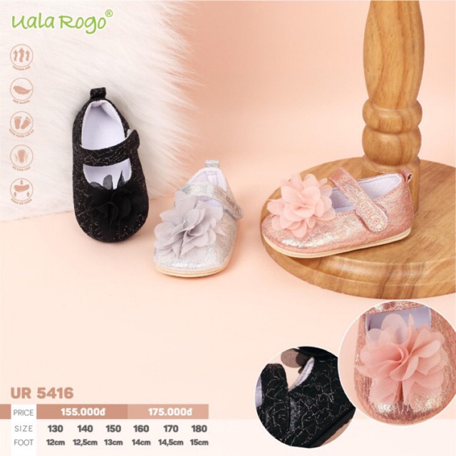 UALA ROGO- GIÀY TẬP ĐI BÚP BÊ ĐÍNH HOA 5416