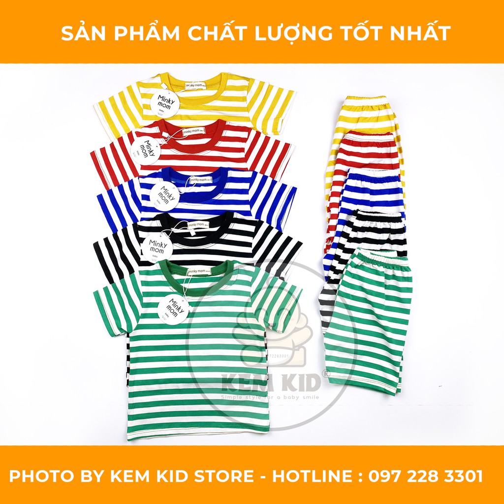 Bộ Minky Mom Cộc sọc Ngang, vải thun cotton lạnh siêu mát, mềm mịn thấm hút mồ hôi cho bé