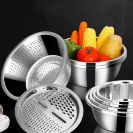 Bộ Rổ Nạo Inox 304 Đa Năng 3 Chi Tiết Tiện Lợi size 26cm - TongkhoGiaDung