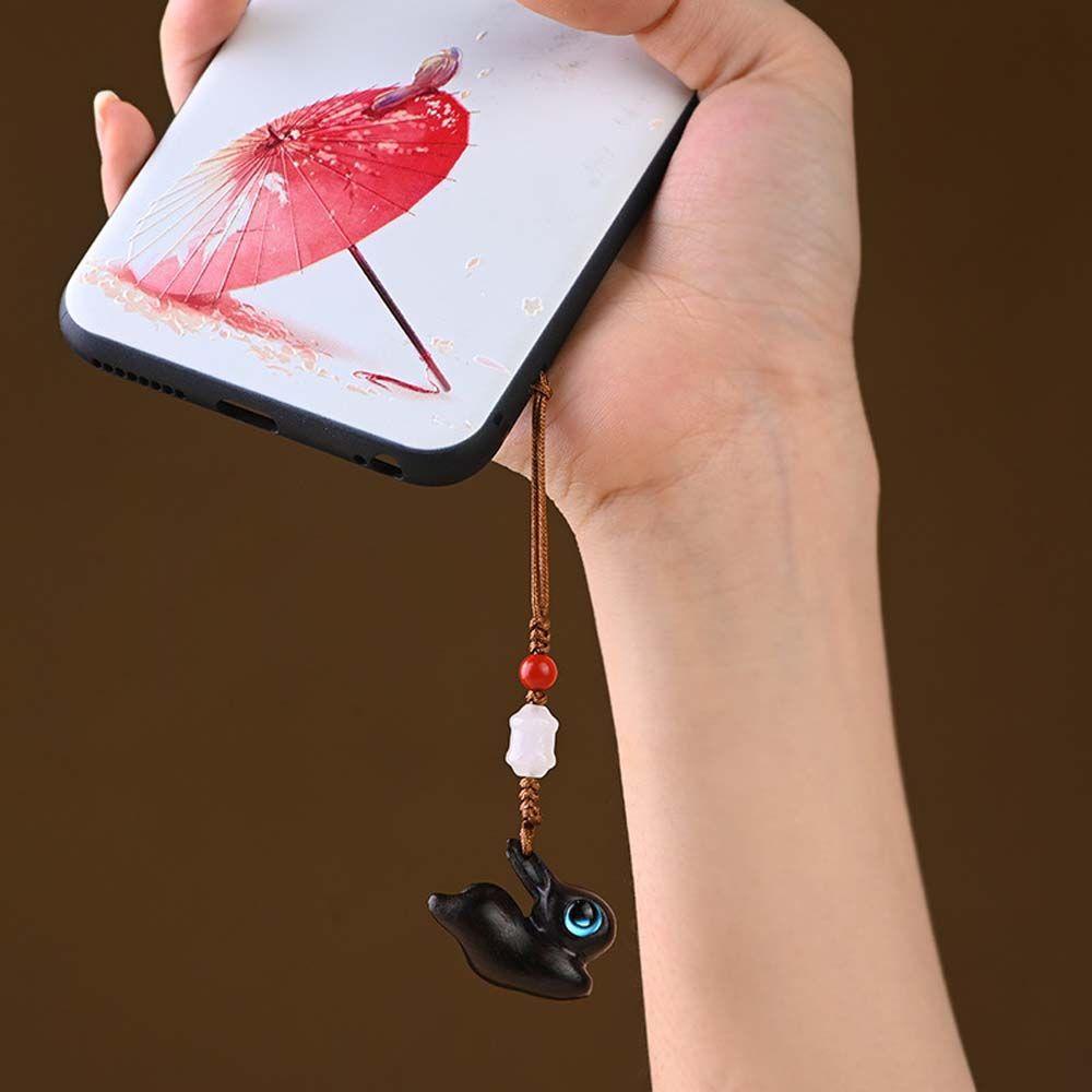 Glees Dây Treo Điện Thoại Bằng Gỗ Hồng Hình Thỏ Dễ Thương