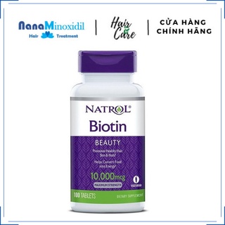 Viên uống hỗ trợ mọc tóc, giúp tóc chắc khoẻ Natrol Biotin 10,000mcg, lọ 100 viên