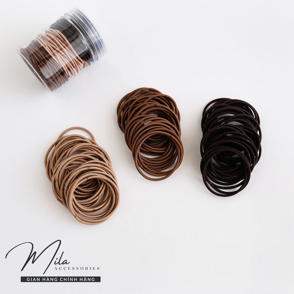 Dây buộc tóc hàn quốc vải cute MILA D103 ❤️HỘP 100 CHIẾC❤️ chun đơn co giãn cực bền bỉ Mila Accessories