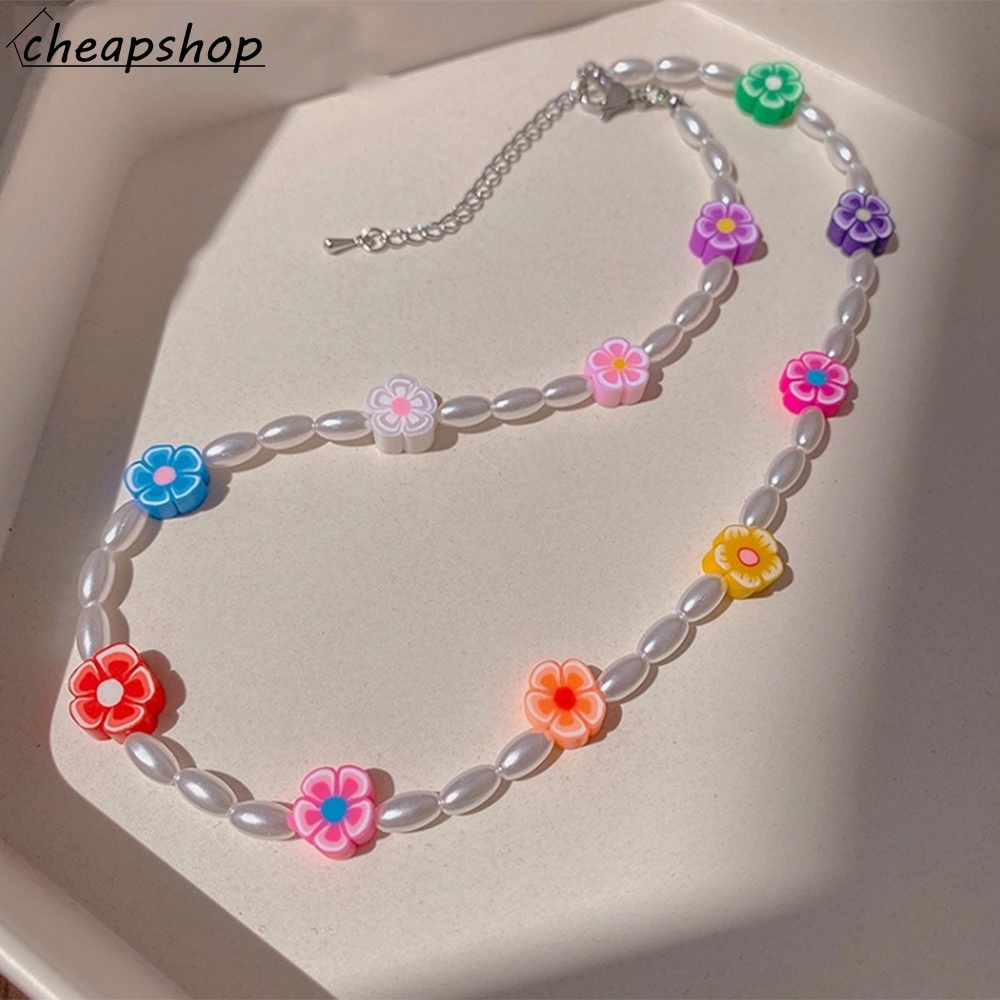 Vòng cổ iF YOU mặt hoa đất sét nhiều màu sắc phong cách Hàn Quốc dành cho nữ