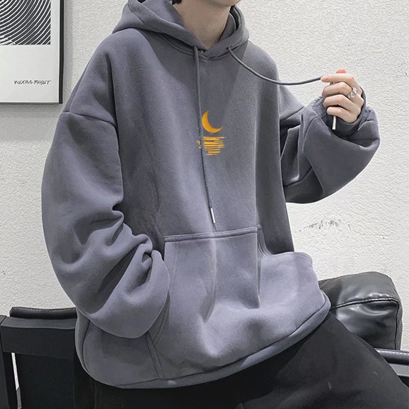 Áo hoodie tay dài dáng rộng in hoạt hình phong cách hiphop đường phố mùa đông Hàn Quốc cho nam cỡ lớn M-8XL