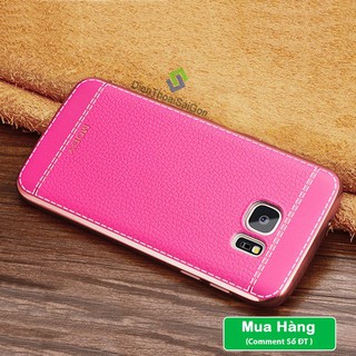 Ốp lưng Samsung S7 Egde Silicon Gỉa Da màu hồng đậm
